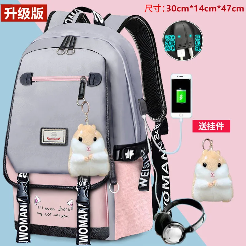 New Backpack Female Korean Version Middle and High School Student Schoolbag Female Casual Campus Back