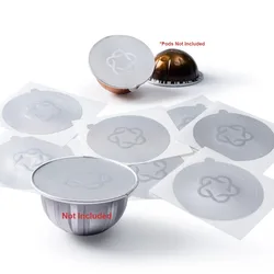 iCafilas Reusable Coffee Capsule Set with Aluminum Foil Stickers - 100 pcs foil (Light Grey)