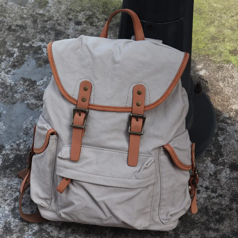 

Vintage Canvas Bckpacks For Men Solid Zipper Hasp Casual Travel Bag Unisex Students School Bags For Teenager Mochila Rucksack