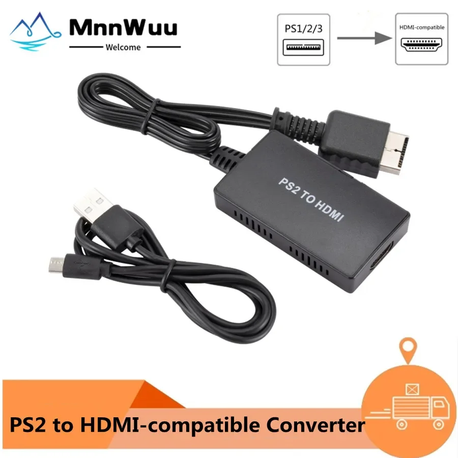 MnnWuu PS2 to Converter Adapter HD Link Cable for PS1/2/3 Support HDMI