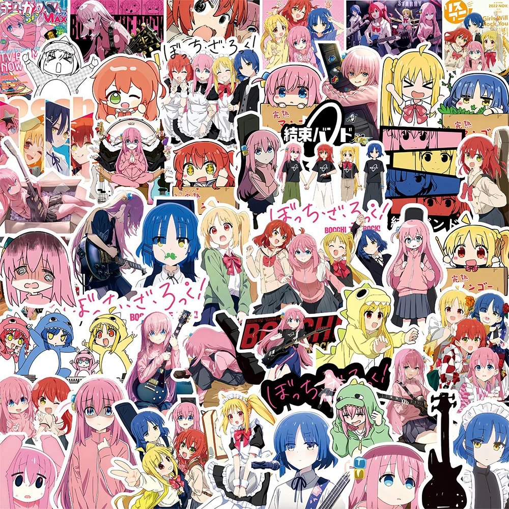 Anime Stickers - Cute Cartoon Guitar Girl Hitori for Notebooks, Scrapbooks, and Phone Decals (10/30/75pcs Set)