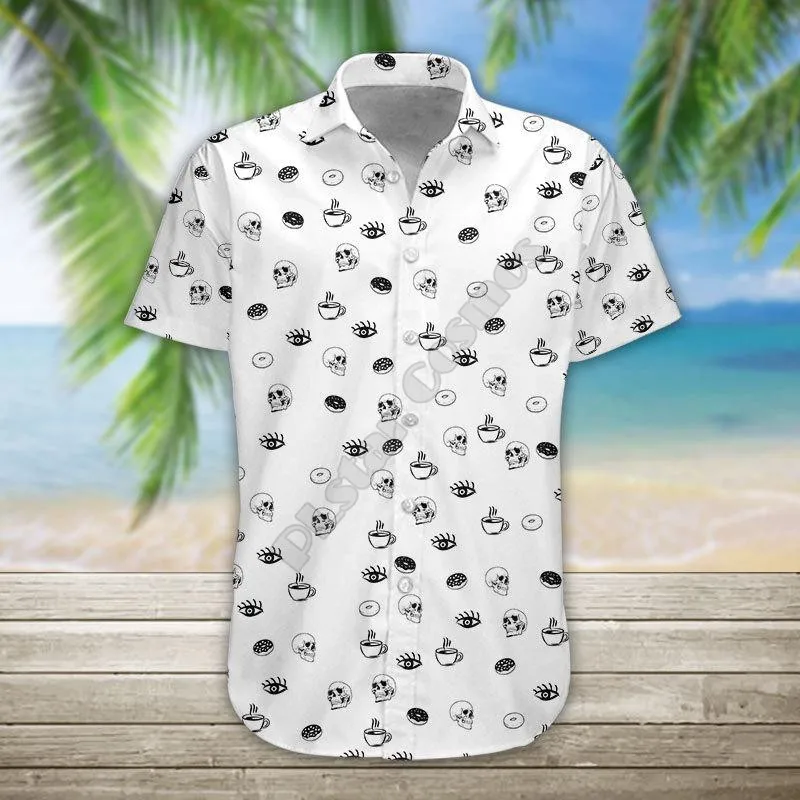 3D Printed Skull Halloween Hawaiian Shirt Summer Short Sleeved Shirts Men Shirts Oversize Camisa Social 5XL Halloween Gift 3
