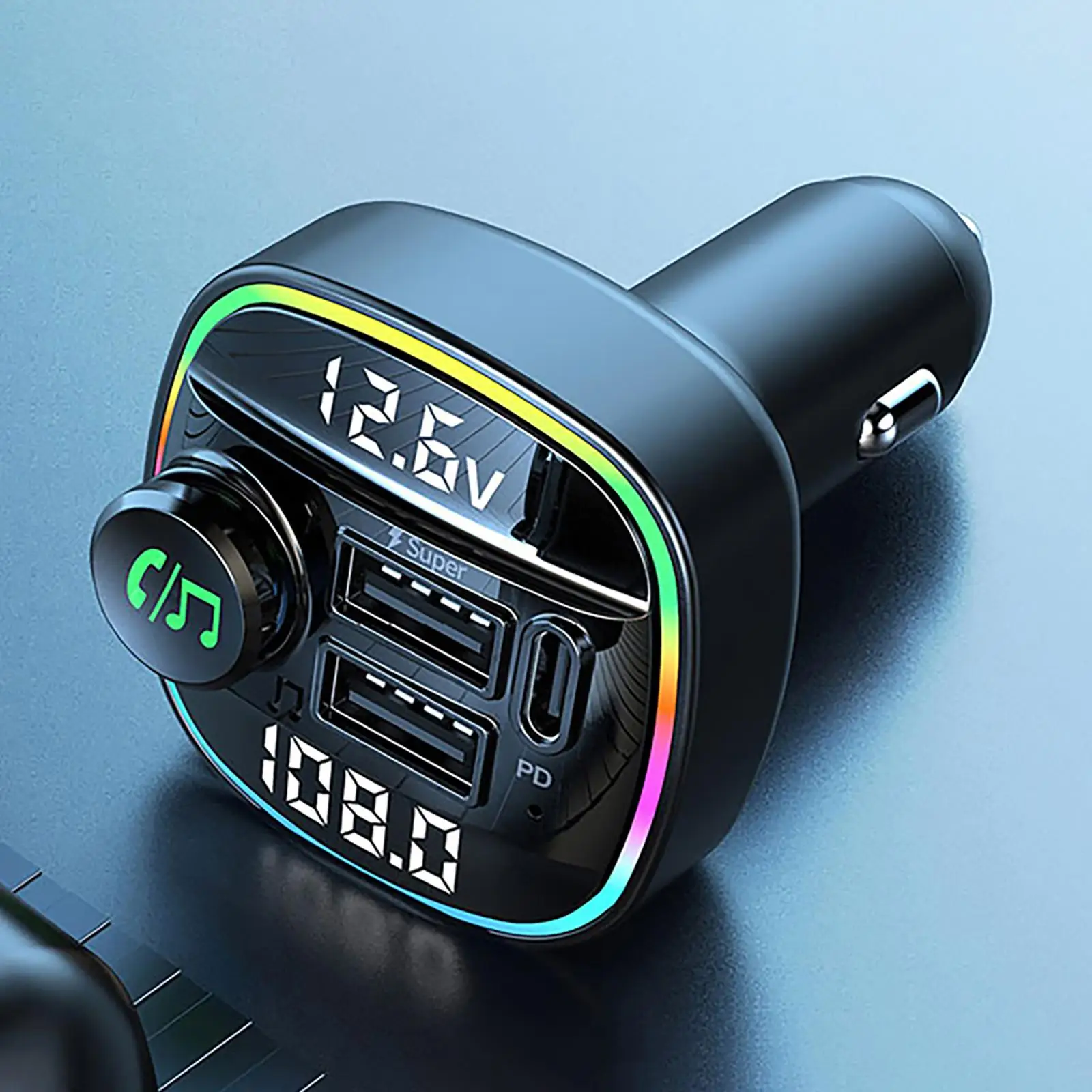 

Автомобильное зарядное устройство Bluetooth 5,0 с двумя USB-портами для смартфонов
