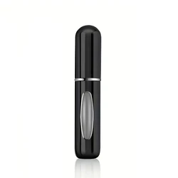 Compact Aluminum Travel Perfume Atomizer, 5ml Refillable Dispenser - Metal (1 Piece Black)