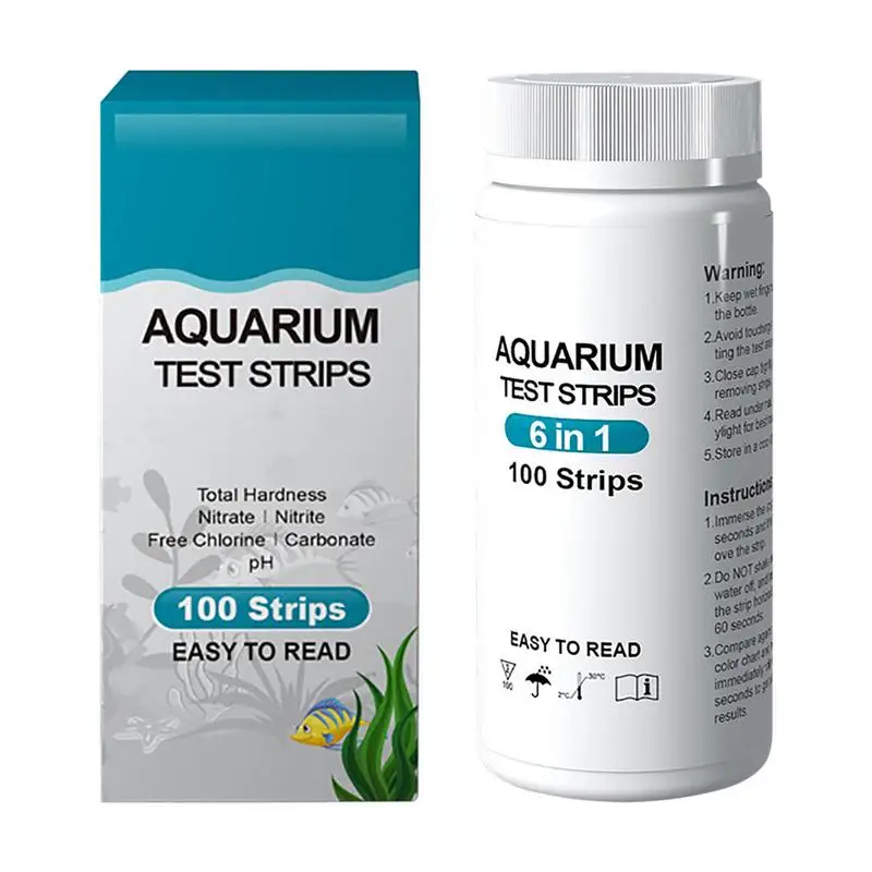 

Fish Tank Test 6 In 1 Aquarium Test Strips 100pcs Water Test Kit Tests For General Hardness Nitrite Nitrate PH Carbonate