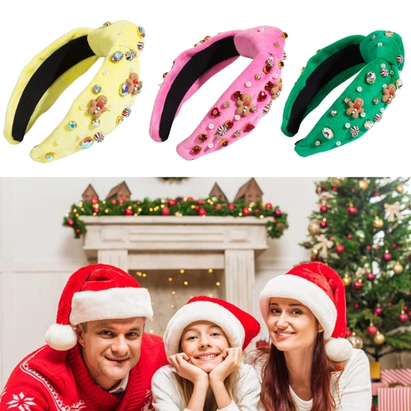 

Christmas Headband Delicate Knotting Wide Brim Hairband with Woman Teens Wash Face Makeup Hair Accessory