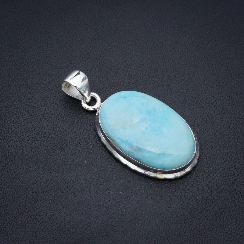 

StarGems Larimar ручной работы 925 пробы серебряный кулон 1,5 "F3304