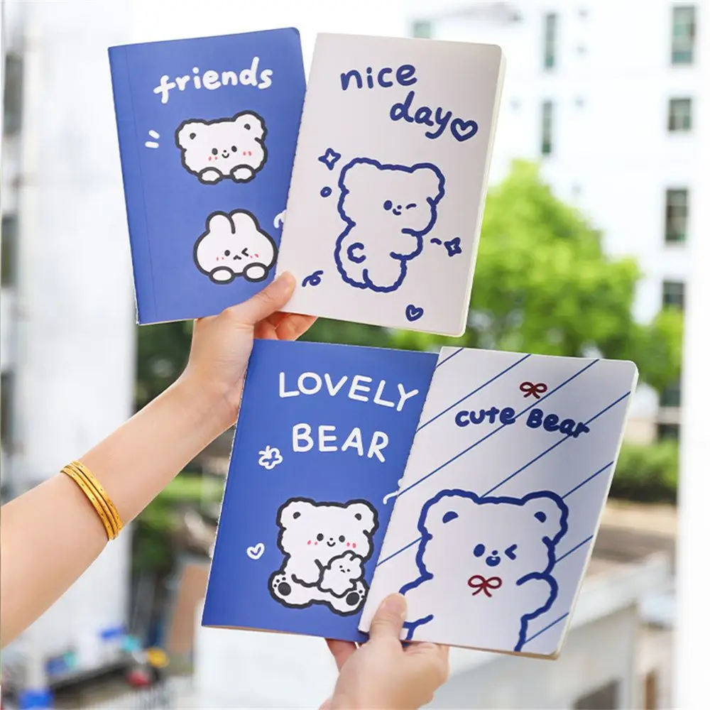 

4Pcs A5 Kawaii Bear Notebook 30 Sheets Line Paper Cute Cartoon Bear Notepad Daily Weekly Planner Agenda Organizer Notepad