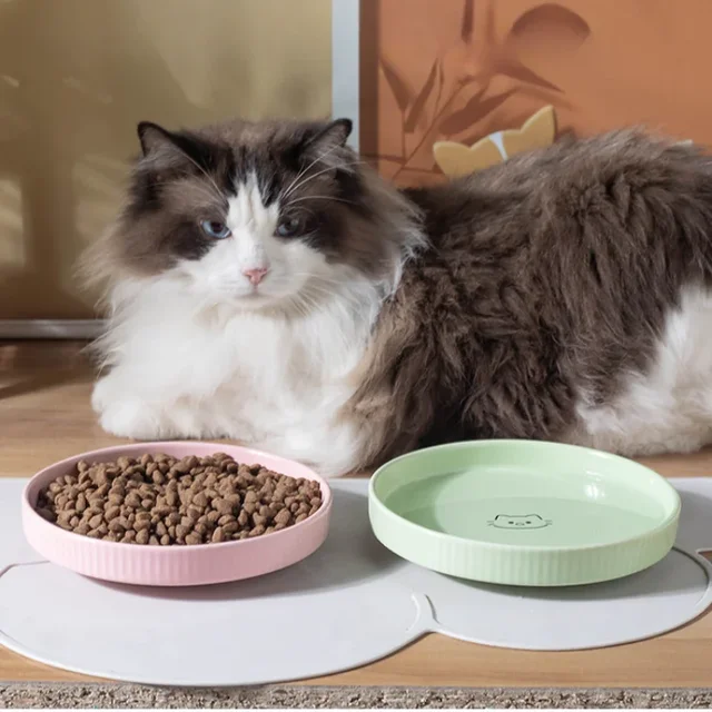 Ceramic Tableware for Cats Plates Feeders Cartoon Puppy Pet Food Bowl Shallow Mouth 3
