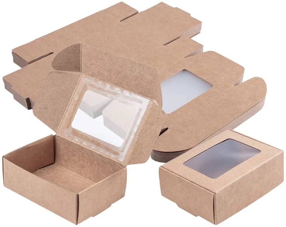 

BENECREAT Kraft Paper Box with Clear Window for Valentine's Day Party Gift Snacks, Bakery and Jewelry Packaging