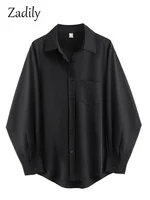 Zadily Minimalist Oversize Black Button-Up Blouse 5