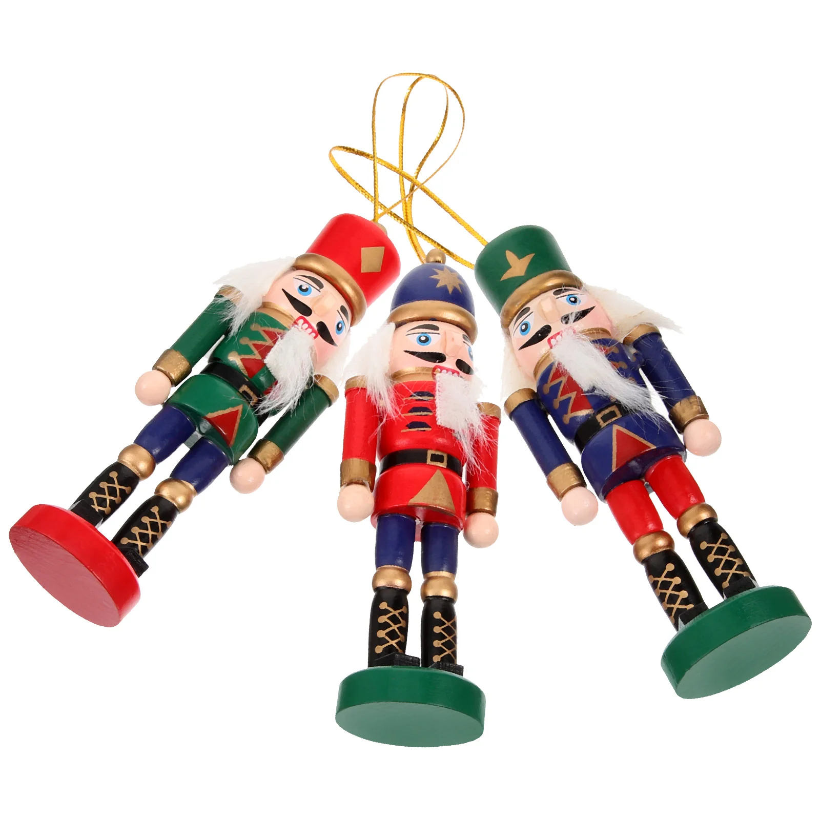 

3 Pcs Christmas Nutcracker Xmas Tree Decorations Wooden Hanging Nutcrackers Craft