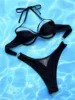 Transparent Bikini Black Gothic Swimsuit Push Up Backless String Hollow Out Micro Tanga Swimwear Women Beach Outfit Bathing Suit