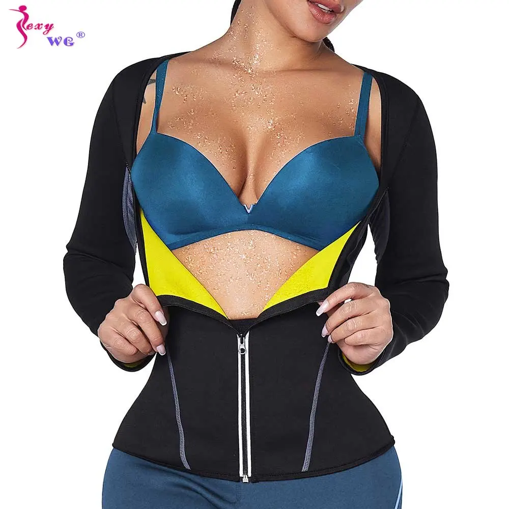 SEXYWG Sauna Top for Women Weight Loss Long Sleeve Slimming Shirt Fat Burners Waist Trainer Ladies Body Shaper Workout Sport sauna waist trimmer belly wrap workout sport sweat band abdominal trainer weight loss body shaper tummy control slimming belt 9