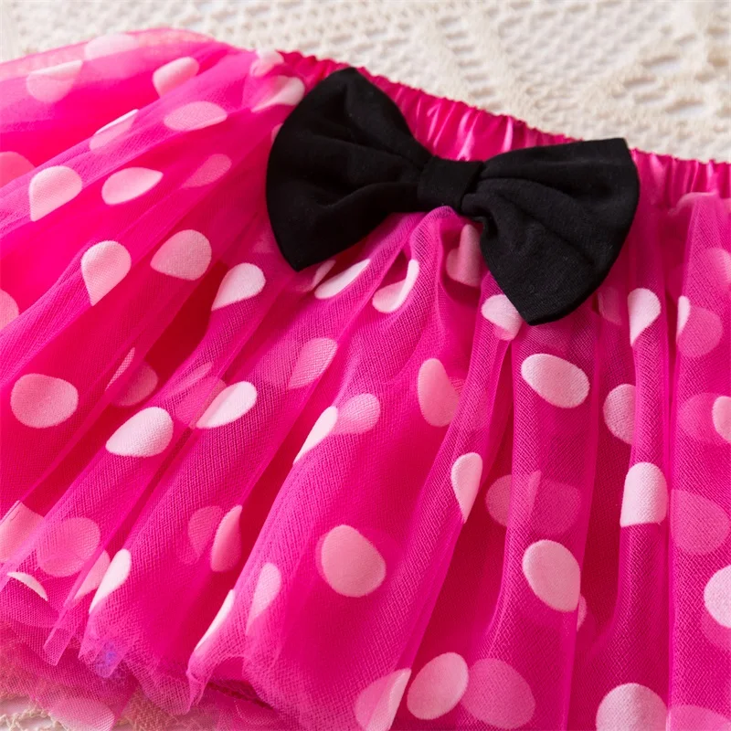 3Pcs Baby Girl 1st Birthday Dress Sets Short Sleeve Top & Polka Dot Skirt & Bow Headband Newborn Outfit Minni Cosplay Dress girls dress baby girl dress