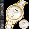 Skmei Womens Quartz Calendar Wristwatch Luxury Rhinestone Dial Zinc Alloy Band Analog Display Female Bracelet Waterproof Watches 1