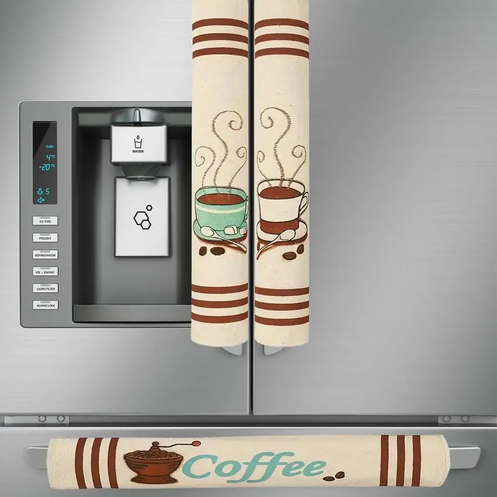 Description Picture 3 of itemRefrigerator Door Handle Cover Kitchen Appliance 3Pcs Keep Kitchen Appliance Clean Decor Fridge Oven Handle Coffee Design