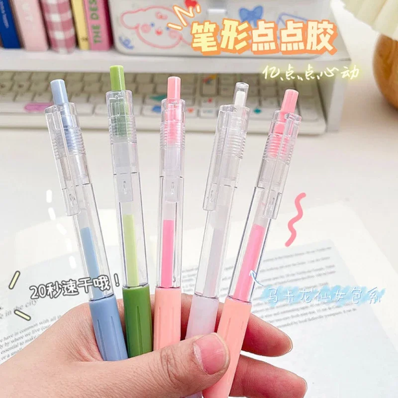 

Cute Simple Color Transparent Shell Pressing Glue Pen Notebook Decoration Dot Glue Kid Manual Convenient Safe Quick Drying Glue