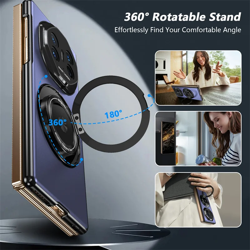 Magnetic Lens Stand Matte ShockProof Soft Silicone Case - Skin-Friendly Protection Cover