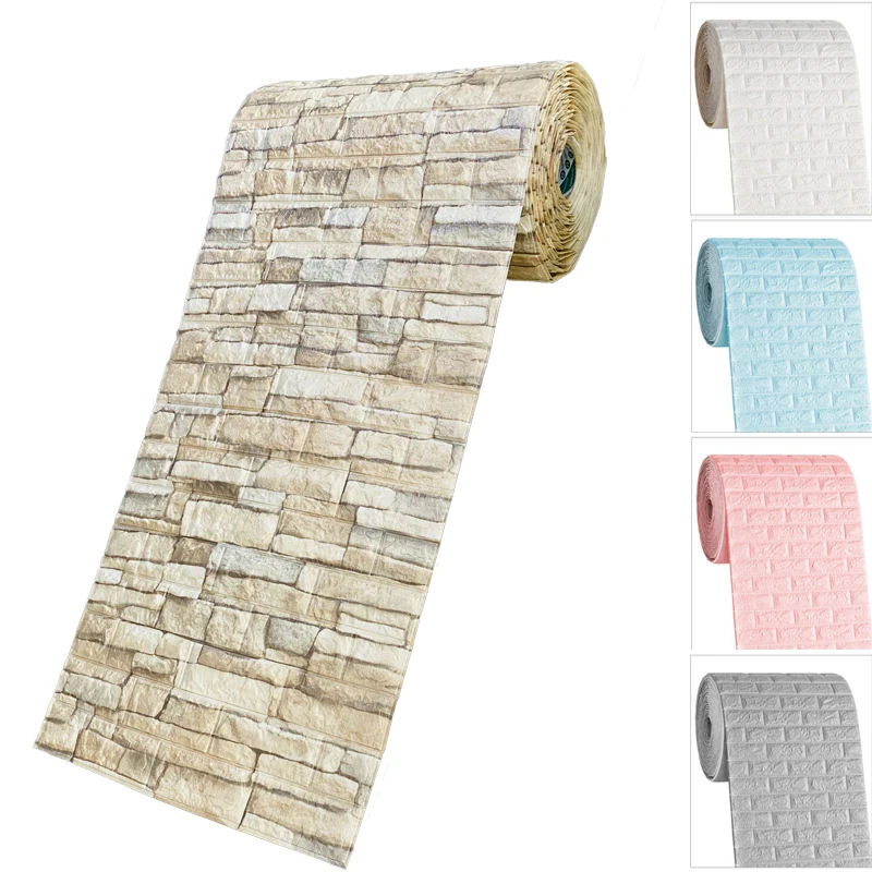 60cmX120cm Continuous 3D Wall Stickers Self Adhesive Foam Decoractive Panels Home Decor Living Room House Decoration Bathroom | Дом и сад