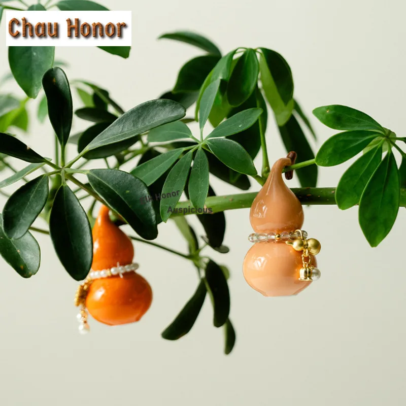 8pc/set Exquisite Eight-color Gourd Porcelain Tea Pet Handmade Fish Tank Landscaping Tea Figurine Play Toys Tea Statue Ornaments