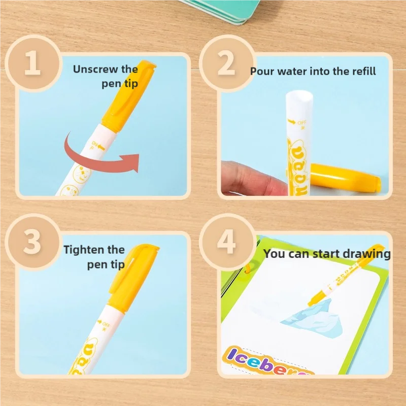 Children Early Education Toys Magical Book with Pen Water Drawing Toys Gift Reusable Coloring Book Magic Drawing