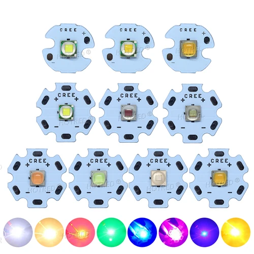 CREE XML T6 LED 손전등 자전거용 다이오드, 차가운 따뜻한 흰색 U2, 10000K 적색 녹색 청색 UV 보라색 16mm 20mm 25mm PCB, 3V 3.6V, 5W-10W 3