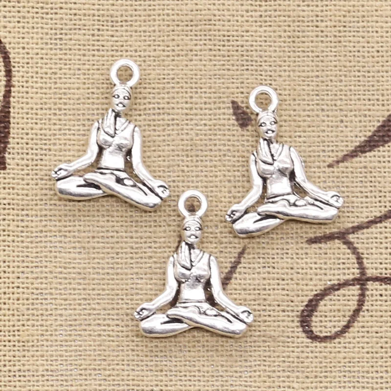 

12pcs Charms Yoga Practitioner 20x16mm Antique Silver Color Pendants Making DIY Handmade Tibetan Finding Jewelry