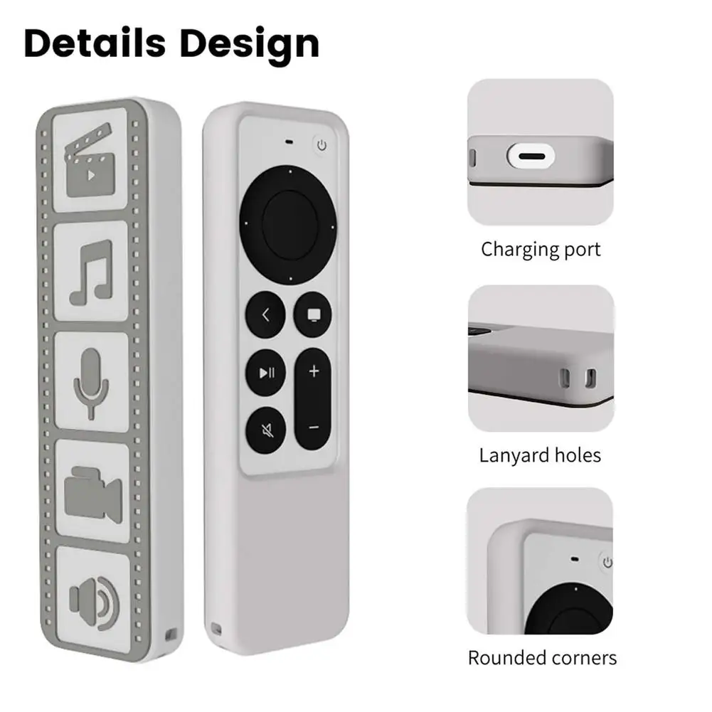 

Silicone Remote Controller Protective Cover For Apple TV 4K Siri Remote 2022 Anti-Slip Shockproof Cover Remote Protective Case