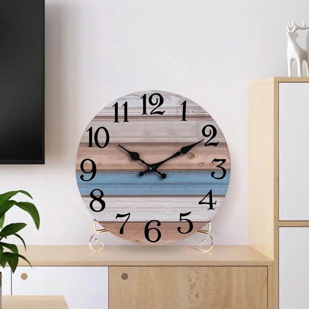 Wooden Wall Clock Number Wall Clock Vintage Rustic Wood Silent Non Ticking Analog Timepiece for Room Bedroom Decor