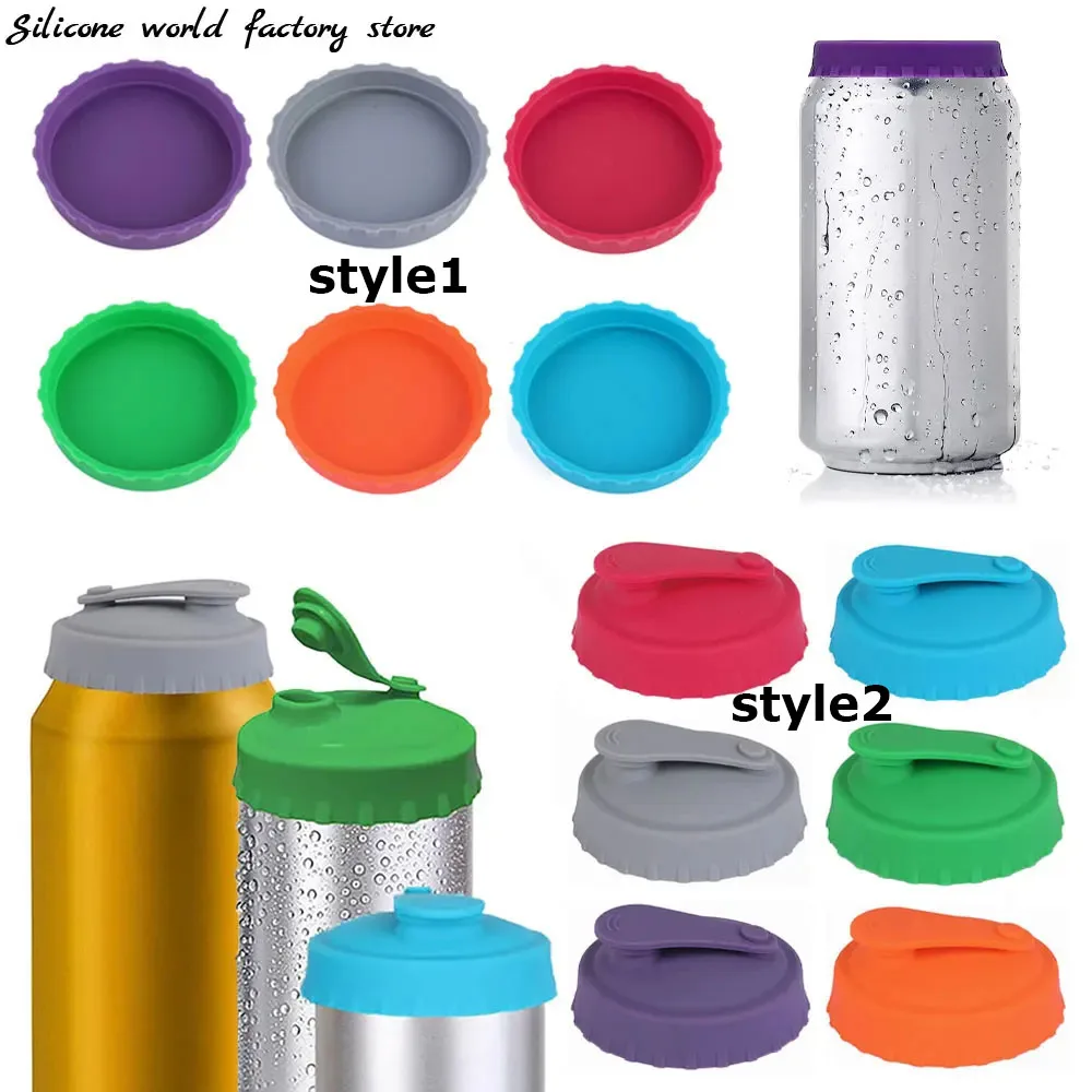 2 Styles Reusable Silicone Soda Can Lid Sealing Cover Protective Stopper for Beer Drinks Juice Beverage Coke Can Lids