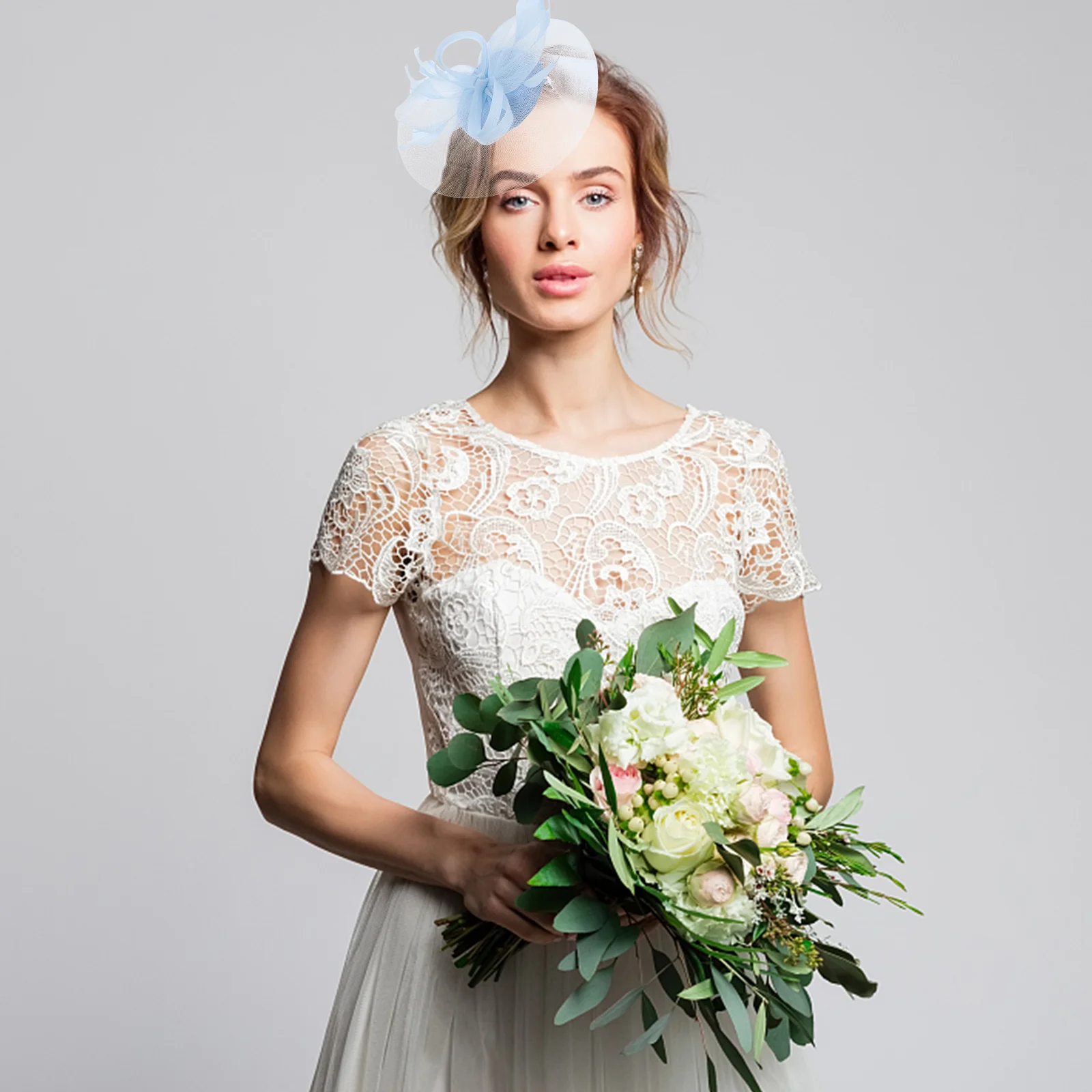 

Fascinator Hat TeaParty Hat Fascinator Mesh Headband Cocktail Mesh Flower Feather HairClip Women hairpin Wedding party hairdress