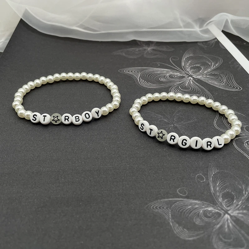 Pearl Bracelet StarGirl Star Boy Letters For Friendship Fashion Adjustable White Girl Boy's Jewelry