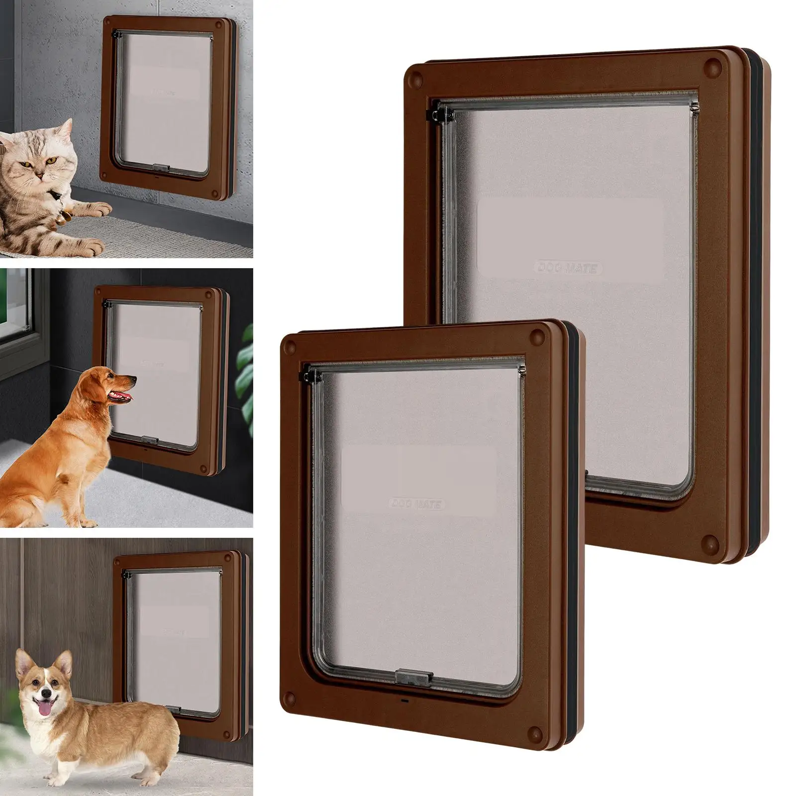 Pet Dog Flap Door Locking Easy to Install Entry Vertical Plastic Gate For Exterior Cats