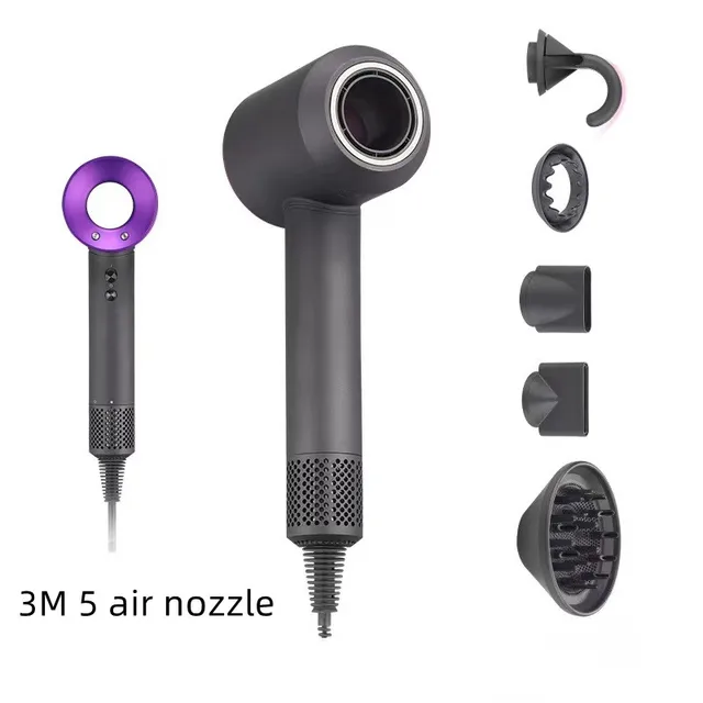 Leafless Hollow Electric Hair Dryer 220V/110V Household Negative Ion Fast Drying Strong Constant High-power Electric Hair Dryer 3M 5 air nozzle