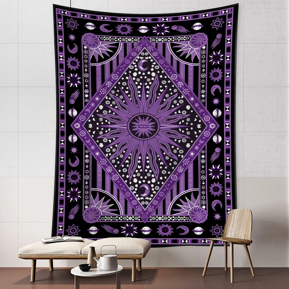 

Purple Sun Planet Tarot Tapestry Wall Hanging Bohemian Abstract Psychedelic Witchcraft Dormitory Living Room Home Decoration