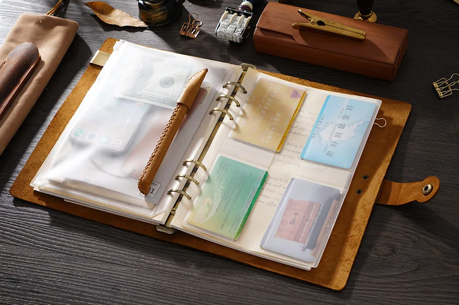 Echtes Leder Ringe Notebook A5/B5 Planer mit Messing Binder Spirale Skizzenbuch Druckknopf Persönliches Tagebuch Briefpapier – Detail 6