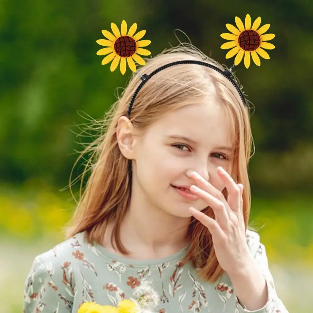Sunflower Decor Hair Hoop Spring Design Anti-slip Teeth Headband Children Adult Plastic Lightweight Adjustable Flower Headband
