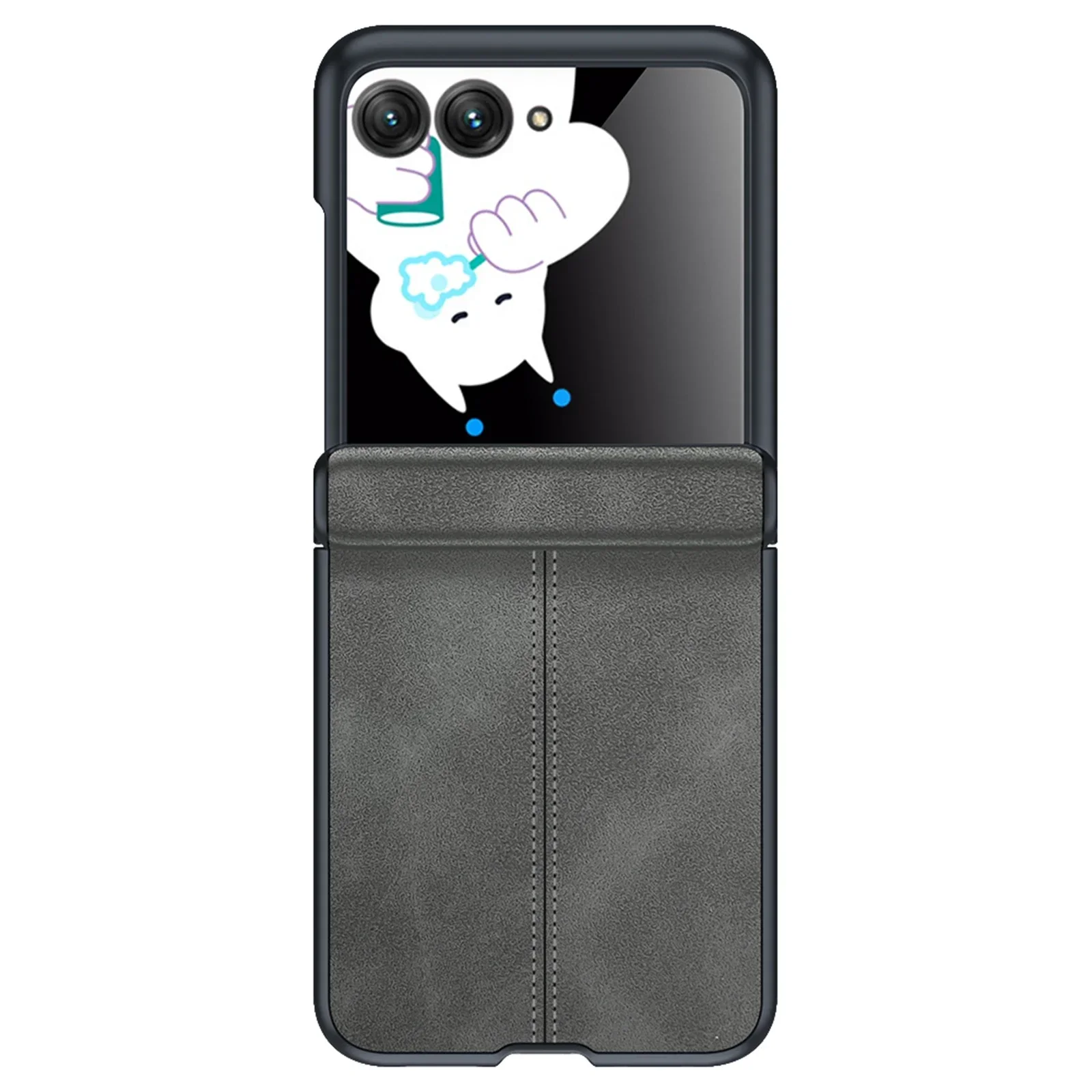 Retro Business Sheepskin Leather Smartphone Case with Hinge Screen Glass Integrated Cover