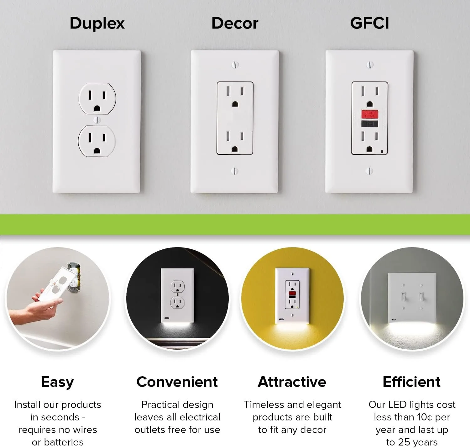 Wall Light Switch Replaces Plug-In Night Light Electrical Receptacle Wall Plate LED Night Lights Auto OnOff Sensor smart wall switch wall touch switch socket
