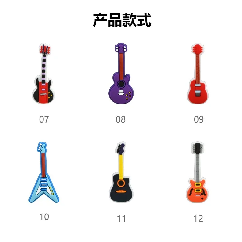 Gitarren-Serie PVC Weichgummi Personalisierte Schuhblumen Lochschuh-Accessoires DIY Abnehmbare Schuhschnallen-Zubehör – Detail 9