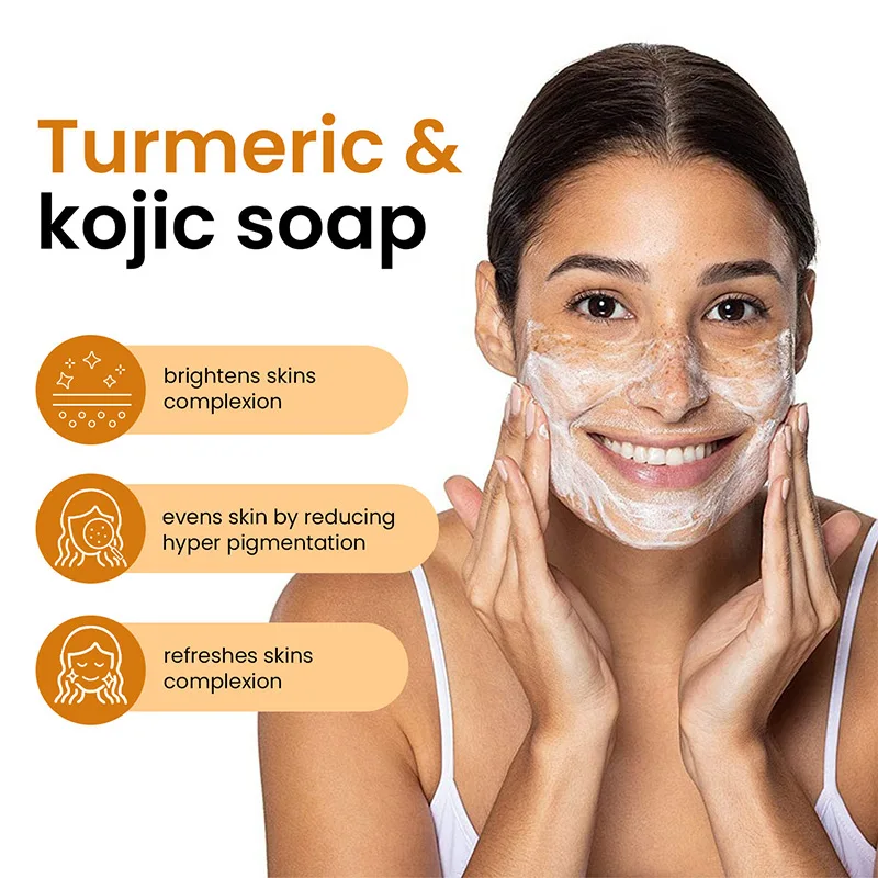 100g Kojic Acid Dark Spot Remove Soap For Cleaning The Face Oil Control Even Tone Skin Products Natural Turmeric Soap Bar New 3