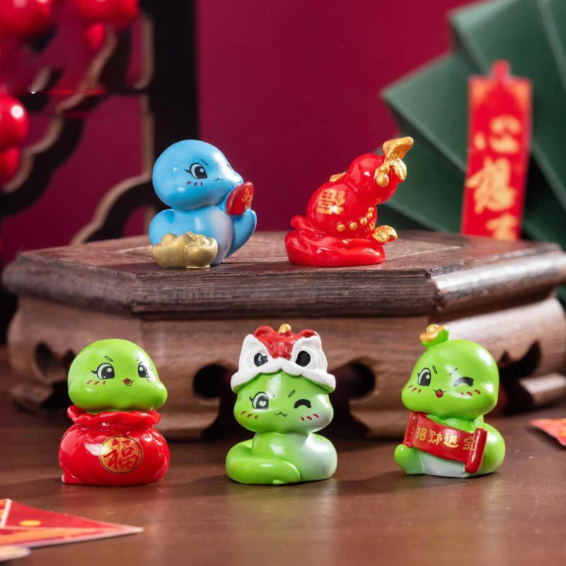 Year Of The Snake Ornament Lucky Snake Figurine Micro Landscape Home Desktop Decoration Car Interior Accessories miniature figurines simulation snake figurine