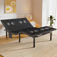 AMADA HOMEFURNISHING Adjustable Bed Frame with Massage Queen Bed Base with 4 USB Ports Under-Bed Night Light Head Foot Incline 1