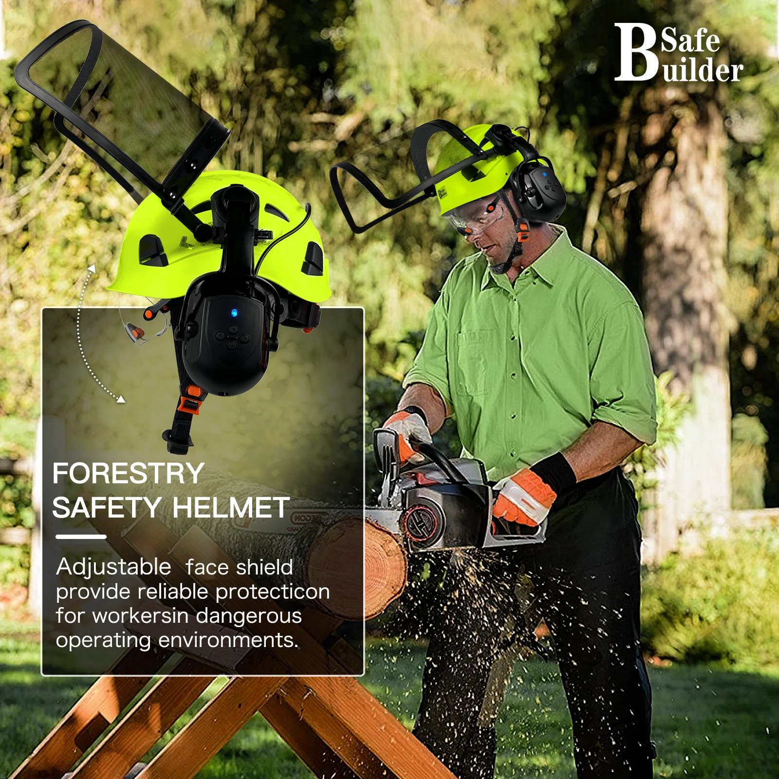 Hard Hat Ear Protection DarlingSafe Forestry Safety Helmet With
