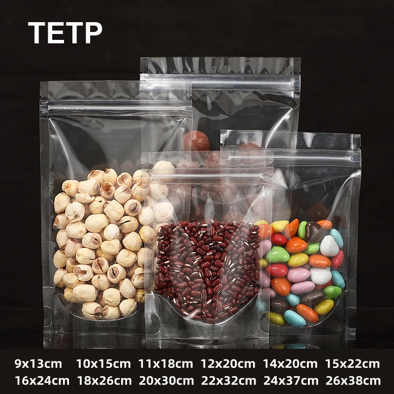 

TETP 50Pcs Transparent Nut Packaging Ziplock Bags Home Party Tea Snack Cookies Candy Storage Decoration Favors Reclosable