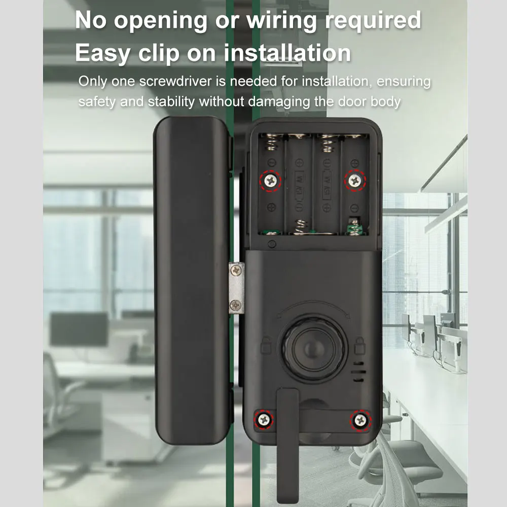 Fechadura eletrônica de vidro bluetooth, reconhecimento de impressão digital, fechadura inteligente, aplicativo tuya, cartão rfid, desbloqueio biométrico para fechadura de porta de vidro 4