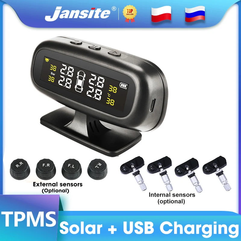 Jansite TPMS Sistema Monitoraggio Pressione Pneumatici - Display 3.5'' Solare & USB-C Con 4 Sensori - Foto 8