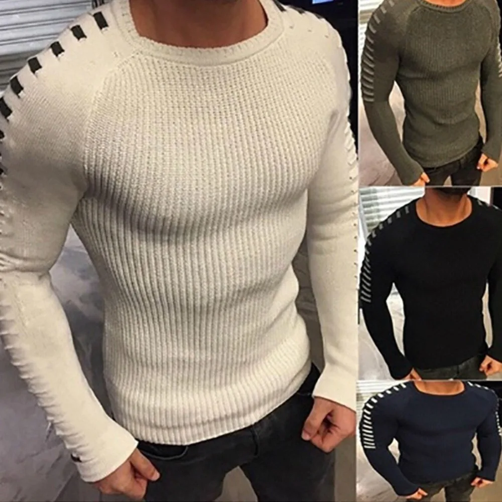 

Sweater Men's slim-fitting, long-sleeved, crew-neck knit jacket for Autumn and winter