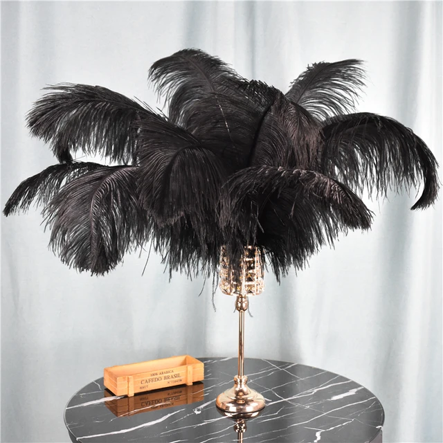 Black Ostrich Feather Decor 15-70cm/6-28 Ostrich Feathers Crafts Vases  Party Table Centerpieces Wedding